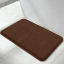 Yimobra Memory Foam Bath Mat Large Size, 31.5 x 19.8, Super Soft Non-Slip Bathroom Rug, Water Absorption, Machine Wash, Thick, Comfortable, Easier to Dry for Bathroom Mat, Tub and Shower, Brown
