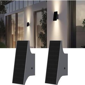 SOTTLOT Solar Sconce Lights Outdoor, Dimmable Solar Wall Lights Up and Down, 3000K 700LM Solars Lights Outdoor IP65 Waterproof for Yard Patio Garage Porch, 2pcs