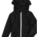 Boys' Rash Guard UPF 50+ Toddler Kids Rashguard Long Sleeve Zipper Sun Protective Hooded Swim Shirt (Black, S)