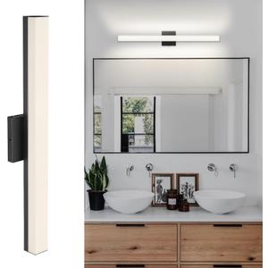 Modern Bathroom Vanity Light, 24 Inshes LED Dimmable Wall Sconce Over Mirror Indoor 24W Black Light Fixtures Wall Mount Light Bar Indoor Lamp Lighting for Living Room Restroom (PC-Medium-1PC)