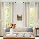 Cream Beige Linen Curtains 84 Inches Long for Living Room Bedroom Neutral Boho Farmhouse Bronze Grommet Ring Top Privacy Light Filtering Non-See-Through Floor Ceiling Linen Drapes 84 Length 2 Panels
