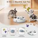 Pawaboo 3-in-1 Automatic Interactive Cat Toy, Electronic Motion Kitten Toy with Fluttering Butterfly Teasers, Track Ball & Random Hide Mouse, USB Rechargeable Cat Teaser Mouse Toys for Indoor Kitties (White+Gray)