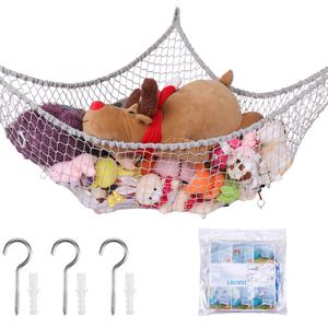 LXUNYI Stuffed Animal Hammock, Toy Hammock, Extra Large Mesh Toy Net Giant Stuff Animal Net Hammock Wall Corner Hanging Plush Animal Storage Net Organizer (Light Gray, 70 inch)