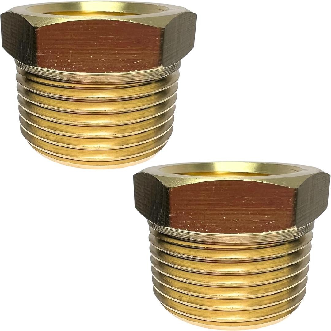 2pcs 3/4" NPT Male x 1/2" NPT Female Brass Reducer Hex Bushing Threaded Fitting Adapter by CX WONDERLAND