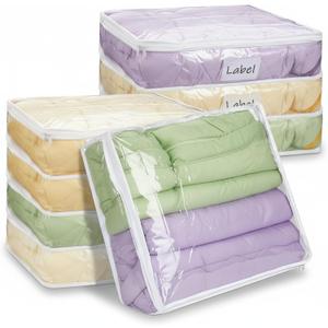 8 Pcs Clear Plastic Storage Bags with Zipper, 16 x 14 x 4 Inch Pvc Sweater Sheet Organizer Waterproof Zippered Clothing Storage Bags for Clothes, Linen, Pillow, Sheets, Blankets
