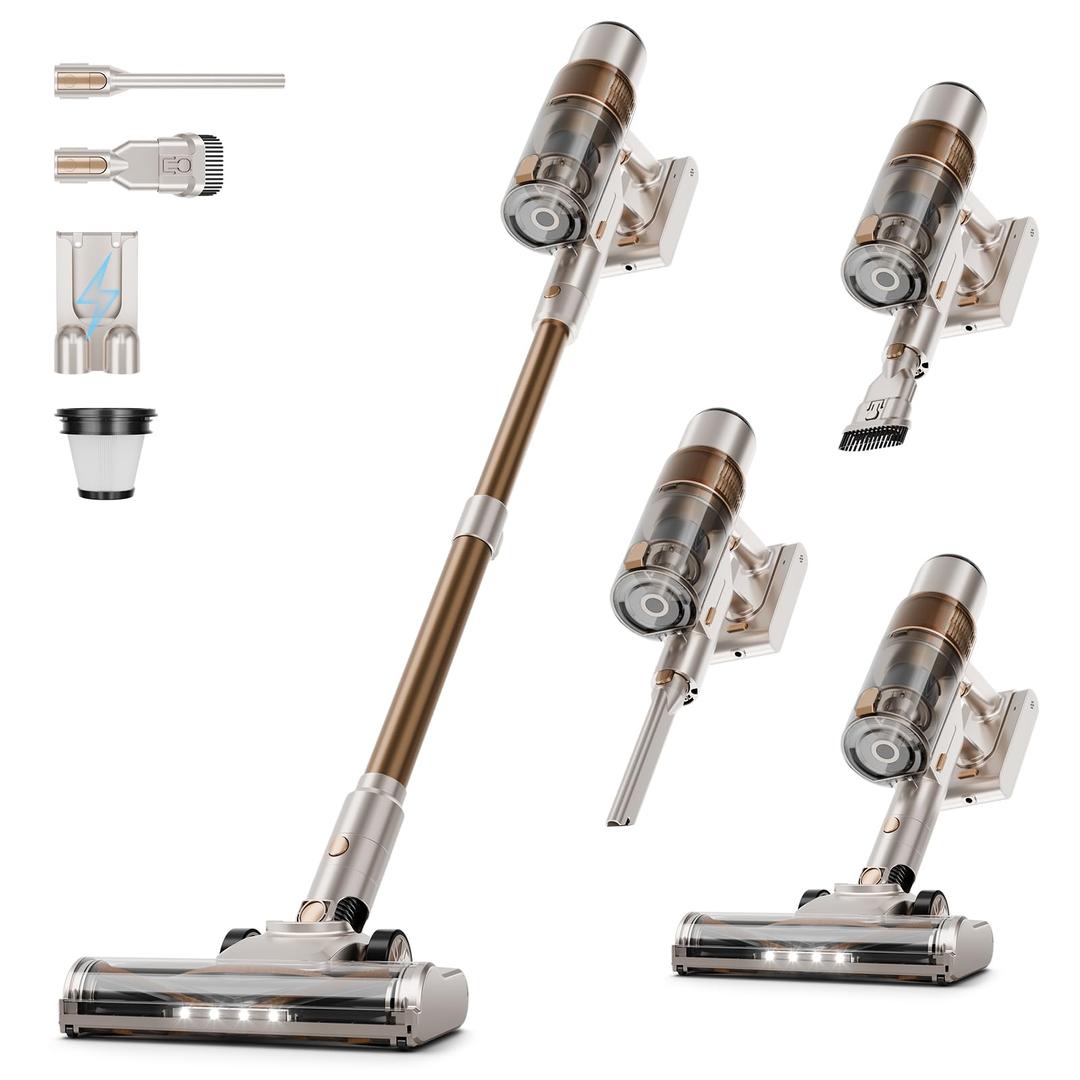 Clinkal Cordless Vacuum Cleaner: 40Kpa Stick Vacuum with Anti-Tangle Brush