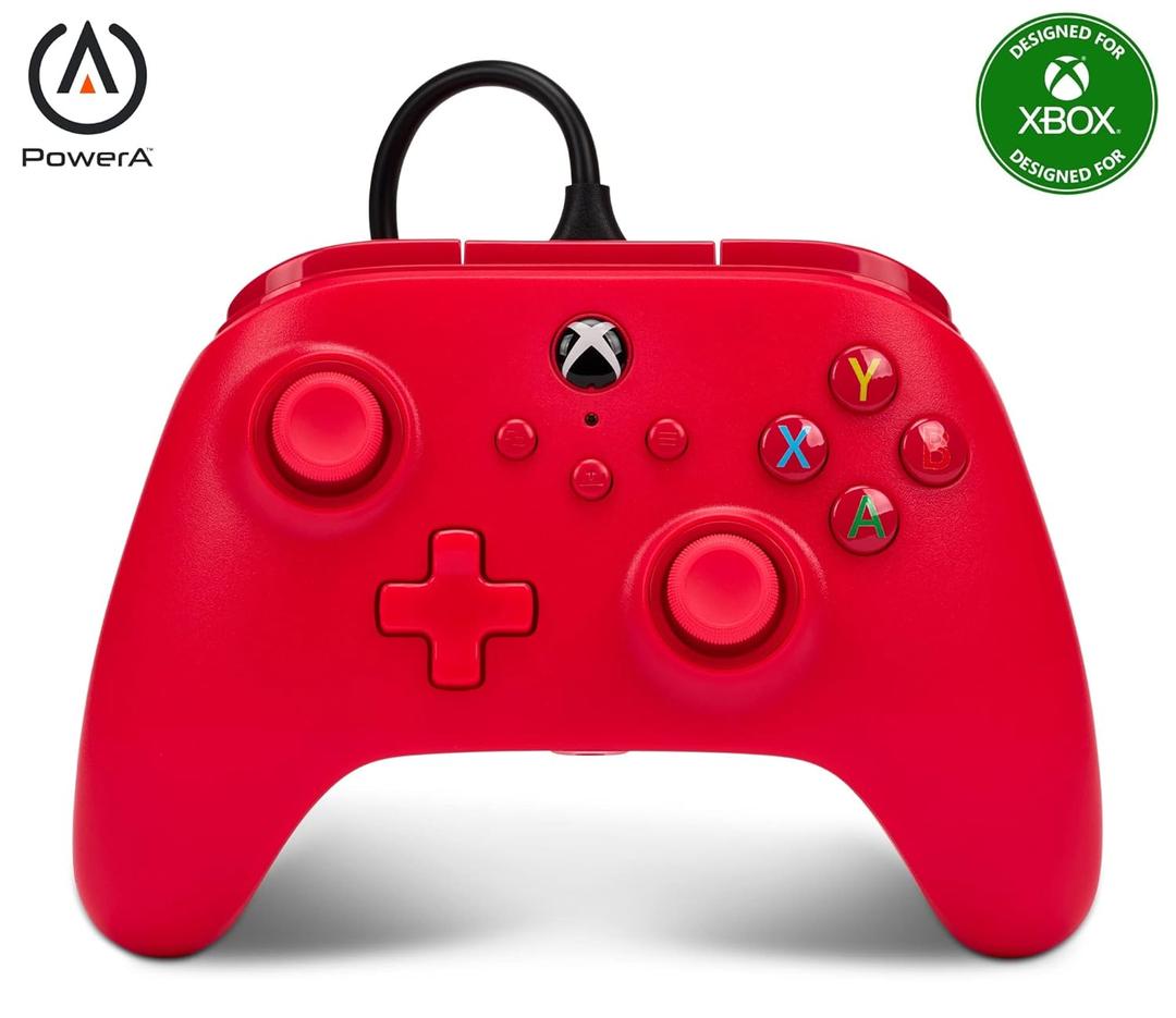 PowerA Wired Controller for Xbox Series X|S - Red, Gamepad, Video Game/Gaming Controller, Works with Xbox One, Officially Licensed