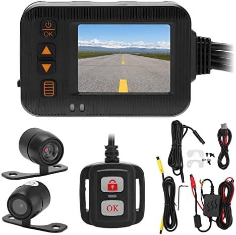 Fydun Motorcycle Dash Cam, 2inch Driving Recorder 1080P+720P HD Lens Bike DVR Dash Camera Loop Recording Dashcam Camara para Moto Front and Rear