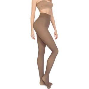 Fleece Lined Tights Women, Fake Translucent Pantyhose Sheer Warm Leggings, Thermal Thick Tights for Women L