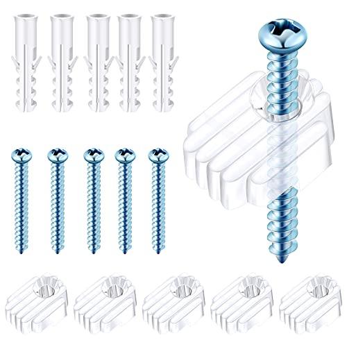 Blulu 20 Pack Mirror Holder Clips for 6 mm in (6/25) Glass Mirror Hanging Kit for Wall Mounting Hanging Retainer Fasteners with Screw and Anchors for Fixing Cabinet Door(Basic Style)