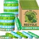 30 Sets/ 60 Pcs Earth Day Wristbands with Love The Earth Cards Party Favors Recycle Wristbands for Educational Activity Gift Party Favor Supplies Accessories