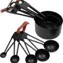9PCS Black Stainless Steel Measuring Cups and Spoons Set, Heavy Duty Measuring Cup Set (Black-9pcs)