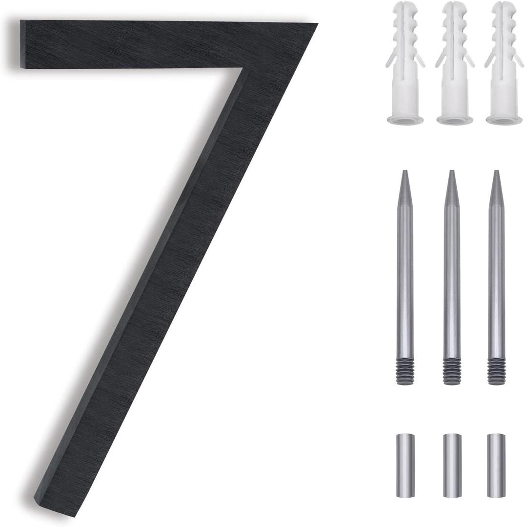8 Inch Floating House Numbers , Address Numbers For Houses Number For Outside Address On House Metal Black Large Modern House Numbers Door Numbers For House Floating Flush Mount Aluminum Black Number (7)