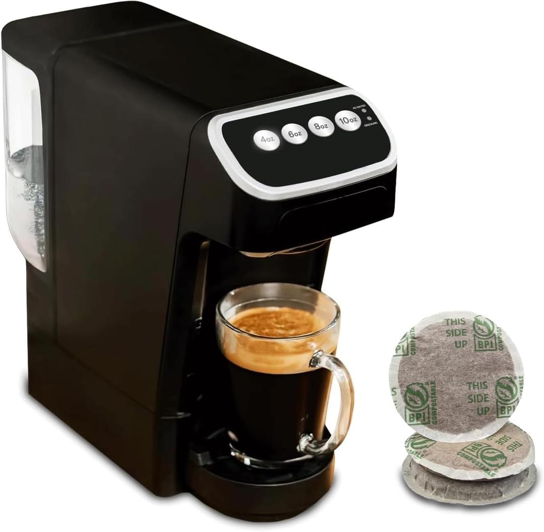 PeleCom Coffee Machine Compatible with Peet's Coffee Pods Fast Brewing Single-Serve Coffee Maker with Rich Flavor Extraction, Crema Layer, Space-Saving Sleek Design, Barista-Quality Taste Black