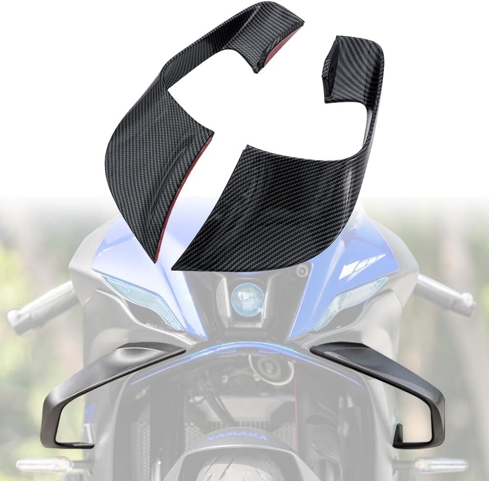 MANCANL Motorcycle Winglet Fairings for Yamaha YZF-R7 (2021-2024) - Spoiler Wing for Yamaha R7 Winglets, Durable ABS Plastic Easy Installation of Yamaha R7 Fairings (Bright Black Carbon Fiber)