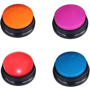 Artist Unknown 4 Color Voice Recording Button, Dog Buttons for Communication Pet Training Buzzer, 30 Second Record & Playback, Funny Gift for Study Office Home - 4 Color Packs