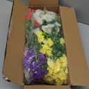 Artificial Flowers for Outdoors, UV Resistant Fake Silk Morning Glory, Realistic Faux Plants for Outside Porch Patio Window Box Hanging Planter (16, Purple White Yellow Pink Red)