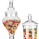 2Pack Glass Apothecary Jars with Lids – Decorative Candy Storage Containers for Wedding, Buffet, Kitchen