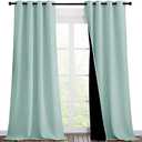 NICETOWN Aqua Blue Blackout Curtains 90 inches Long, Full Light Blocking Drapes with Black Liner for Nursery, Thermal Insulated Draperies for Hall, Villa (2 Pieces, 46" Wide Each Panel)