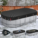 QH.HOME Winter Oval Pool Cover for 10x16 Ft Coleman/Bestway/Intex Frame Oval Pool, [2025 Upgraded Heavy Duty Fabric Durable&Ultimate Windproof] with Fast Tightening Ratchet,Cold and UV Resistant