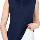 MIER Women's Sleeveless Golf Polo Shirts Athletic Tennis Collared Tank Tops, Quick Dry, UPF 50+ (Medium, Navy)