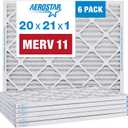 Aerostar 20x21x1 MERV 11 Pleated Air Filter, AC Furnace Air Filter, Pack of 6 (Actual Size: 19 7/8" x 20 7/8" x 3/4")