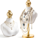 AceOrbit 2 Pcs Vintage Velvet Necklace Display Stand 2 Different 13.8/6.65 Inches Size Velvet Jewelry Necklace Mannequin Holder Elegant Decor for Wedding Jewelry Selling Trade Shows