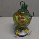Nature Gear Glass Hummingbird Feeder for Outdoors, Hanging Bird Feeder with Ant Moat, Hand-Blown Glass Garden Feeder, Easy Clean Wide Mouth, Rust Resistant, 38 oz, Emerald Green