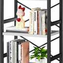 Homeiju Bookshelf, 3 Tier Industrial Bookcase, Metal Small Bookcase, Rustic Etagere Book Shelf Storage Organizer for Living Room, Bedroom, and Home Office(White) Patent Pending D29873033