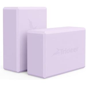 Trideer Yoga Blocks 2 Pack, Soft Non-Slip Surface Premium Foam Blocks, Supportive, Lightweight, Odor Resistant, Yoga Accessories for Pilates Meditation General Fitness Stretching Toning light purple