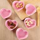 WHJY Pink Love Heart Shaped Ceramic Bowl Set of 6, Contemporary Porcelain Side Dishes, Seasoning & Soy Dipping Sauce Bowls for Wedding & Birthday Party