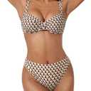 SUUKSESS Women Color Block Underwire Bikini Sets Cheeky High Cut 2 Piece Swimsuit S