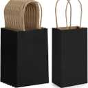 BagDream 100 Pack 3.5x2.4x6.7 Inches Mini Gift Party Favor Bags Small Kraft Black Gift Bags with Handles Bulk Recyclable Paper Sacks