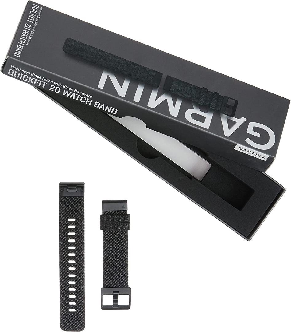 Garmin Quickfit Watch Band (20mm, Heathered Black Nylon with Black Hardware)
