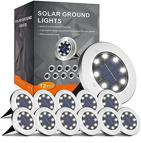 INCX Solar Lights for Outside,12 Pack Solar Lights Outdoor Waterproof, Solar Garden Lights Landscape Lighting for Patio Pathway Lawn Yard Deck Driveway Walkway, Cold White