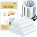 Small White Trash-Bags Bathroom 4 Gallon - Compostable Garbage Bags 4 Gallon 100 Count Biodegradable Unscented Little Waste Basket Kitchen Office Car Tiny Liners Bulk Strong Thick Inwaysin