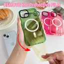 FABSPARK Magnetic for iPhone 13 Pro Max Phone Case,Compatible with MagSafe,Neon Clear Fluorescent Drop Protection Case for iPhone 13 Pro Max 6.7 Inch,Pink