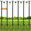 6 Pack 9FT String Light Poles for Outdoor, Metal Lights Hanging Pole Outside with Fork, Light Stand for Patio, Pergola, Garden, Backyard, Yard, Camping Party
