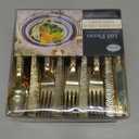 Plastic Cutlery Silverware Extra Heavyweight Disposable Flatware, Full Size Cutlery Combo, Gold Pebbled, 80 Forks, 40 Spoons, 40 Knives, Value Pack 160 Count