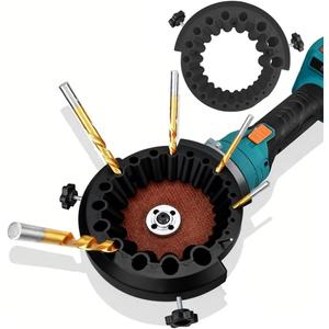 Drill Bit Sharpener Attachment for 4-1/2in & 5in Angle Grinders, Fits 1/8" to 1/2" (3-12.5mm) Bits, Heavy Duty High-Strength Tool for Restoring Old Bits (Black)