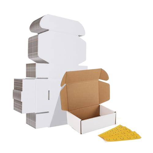 HORLIMER 6x4x2 Shipping Boxes Set of 30, White Corrugated Cardboard Mailer Box for Packing Small Business