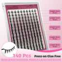2 x Fairy Lash Clusters  140pcs Manga Eyelash Cluster, Natural 10-18mm Mixed Length Anime Individual Lashes, Invisible Clear Band DIY Cluster Lash Extension for Beginners