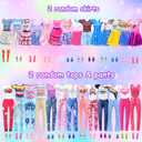 75 Pack Doll Clothes and Accessories with Doll Closet for 11.5 Inch Doll Fashion Design Kit Girl Doll Dress Up Including Wedding Dress Fashion Dress Outfits Tops and Pants Shoes Hangers Bags Necklaces