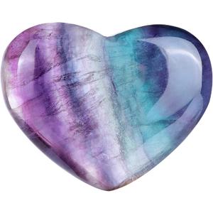 Artistone 2 Inch Rainbow Fluorite Crystal Heart Healing Crystals Heart Stones Polished Pocket Love Gemstones Chakra Reiki Energy Balancing Meditation Massag Gift