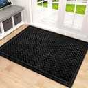 Mibao Front Door Mat, Heavy Duty Durable Welcome Mat for Outdoor Indoor, Dirt Trapper Waterproof Super Absorbent Door Mat for Entryway Outside Patio Porch, 29.5" x 17", Black