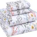 RUVANTI 100% Cotton Sheets Queen Size Set, 4 Pieces, Soft & Breathable Percale Weave Bedding, Deep Pocket 16", Hotel Standard, Crisp Cool Feeling, Durable, Perfect Floral Bed Sheet, Aroma
