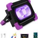 LANFU Solar Rechargeable LED Black Lights, Battery Operated Powered Blacklight, Cordless 395nm Flood Light, Neon Glow in The Dark Party, Catfishing Body Paint, Indoor Decor Halloween Decoration