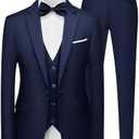 MAGE MALE Men's 3 Pieces Suit Elegant Solid One Button Slim Fit Single Breasted Party Blazer Vest Pants Set M
