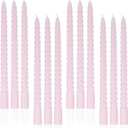 Light Pink Tall Taper Candles Spiral Candle Sticks,Unscented Pastel Candle for Holiday,Wedding and Home Decoration,10inch,12 Pack(E-Light Pink)