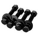 3/8-16 x 4 Hex Head Screws Bolts, Nuts, Flat & Lock Washers, Fully Threaded, Stainless Steel 18-8, Black Finish, 4 Sets
